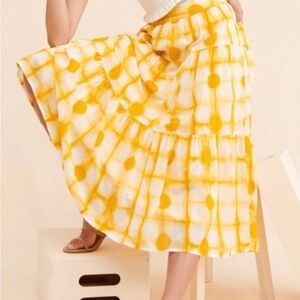 Anthropologie Angelika Tie-Dye Yellow Maxi Skirt